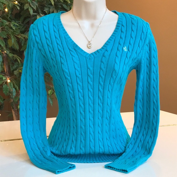 Lauren Ralph Lauren Sweaters - LAUREN RALPH LAUREN BLUE V NECK SWEATER W/ LOGO XS